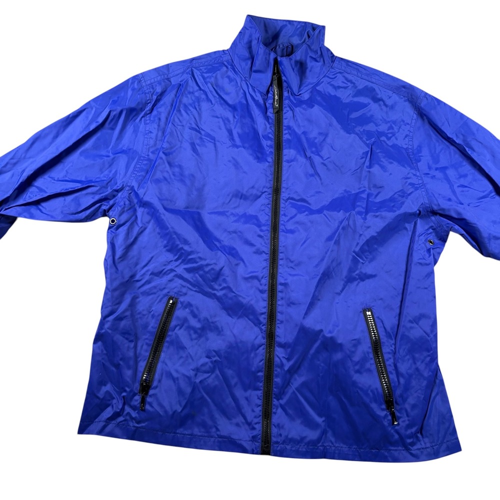 VTG Eddie Bauer Womens Windbreaker Jacket Blue Full Zip Mesh Lined L Hong Kong - Picture 2 of 9